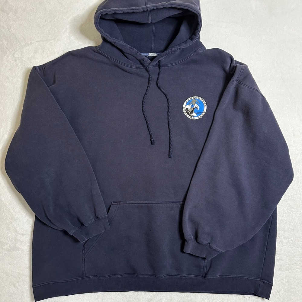 VTG San Onofre Surfing Club Hoodie Navy Blue Double Sided Logo California Surf L